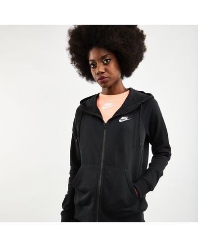 Nike Essential Full Zip Over The Head Hoodies - Black