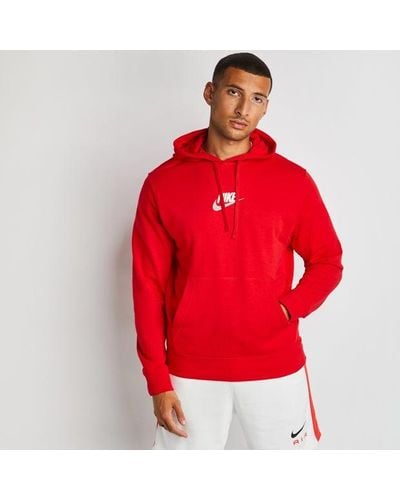 Nike Felpa pullover in french terry con cappuccio club - Rosso