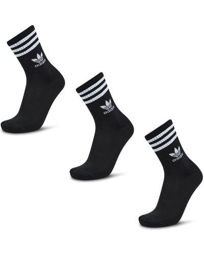 adidas Solid Crew 3 Pack Socks - Black
