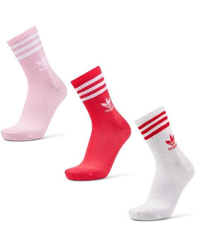 adidas Solid Crew 3 Pack Calcetines - Rojo