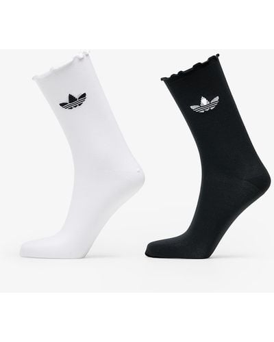 adidas Originals Adidas semi-sheer ruffle crew socks 2-pack white/ black - Schwarz