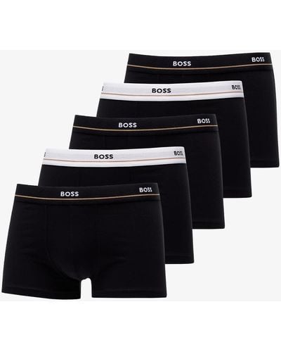 BOSS Stretch-cotton Trunks With Logo Waistbands 5-pack - Black