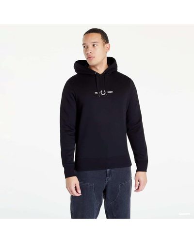 Fred Perry Embroidered Hooded Sweatshirt Black - Blu
