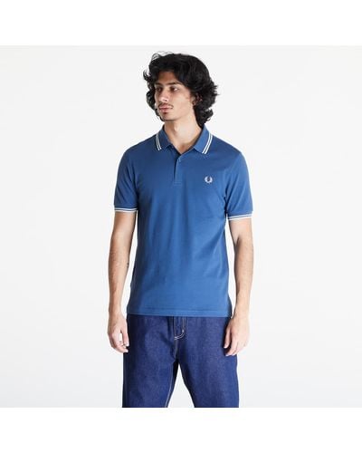 Fred Perry Twin Tipped Polo Short Sleeve Tee Midnight / Ecru/ Light Ice - Blue