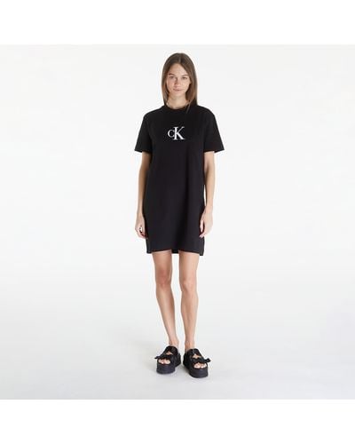 Calvin Klein Jeans Satin Ck T-shirt Dress - Black