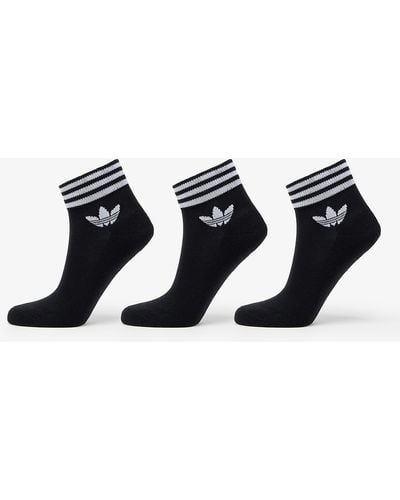 adidas Originals Trefoil Ankle Socks (3 Pairs) Black/ White - Blue
