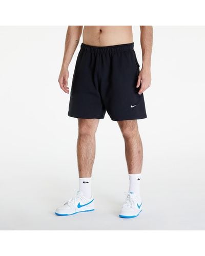 Nike Solo swoosh brushed-back fleece shorts black/ white - Blau