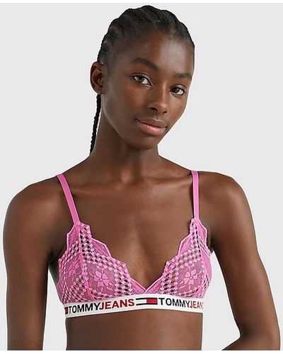 Tommy Hilfiger Unlined Lace Triangle Bra Pink Armor - Purple