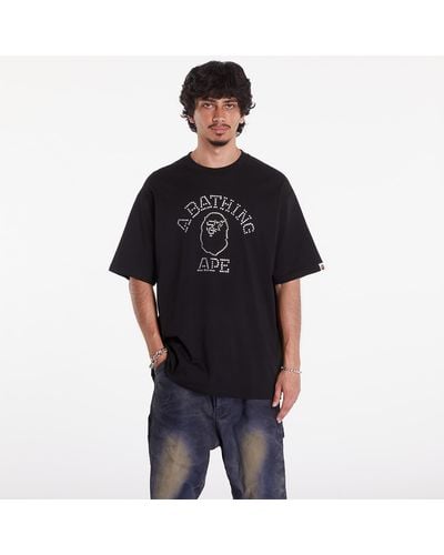 A Bathing Ape Rhinestone College Relaxed Fit Tee - Black