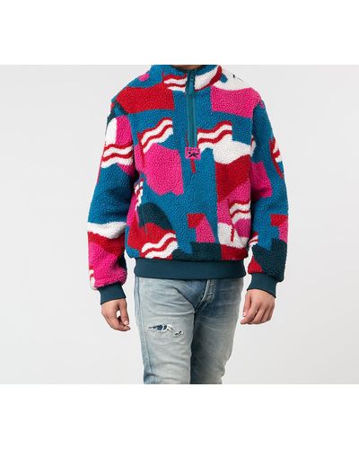 by Parra Flag Mountain Racer Sherpa Fleece Pullover Multicolor - Rouge