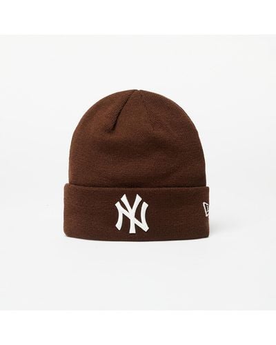 KTZ New York Yankees League Essential Cuff Knit Beanie Hat Nfl Suede/ Off White - Brown