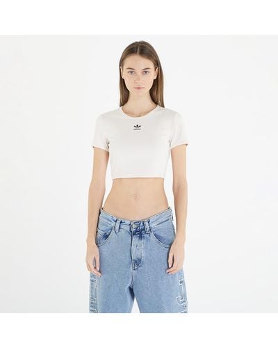 adidas Originals Trefoil-embroidered Cropped Top - White