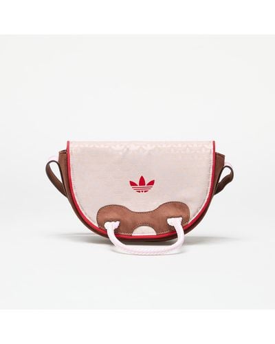 adidas Originals Adidas Trefoil Monogram Jacquard Suede Satchel Bag Wonder Taupe/ Preloved Brown/ Better Scarlet - Pink