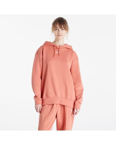 Nike Nsw essential clctn fleece oversized hoodie madder root/ white - Pink