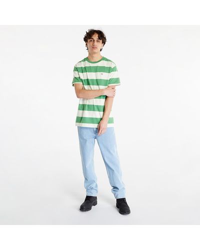Tommy Hilfiger Classic Tonal Strip T-Shirt Coastal Green Stripe - Blau