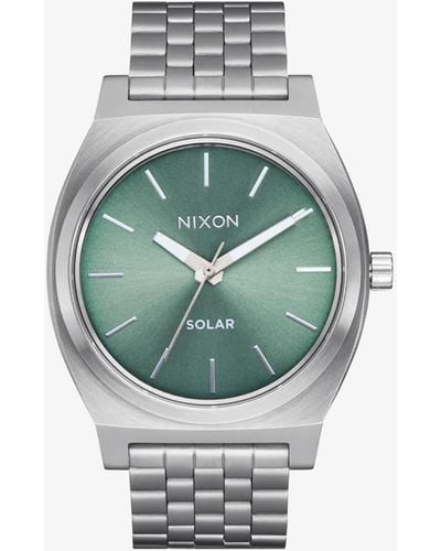 Nixon Time Teller Solar Watch Silver/ Jade Sunray - Green