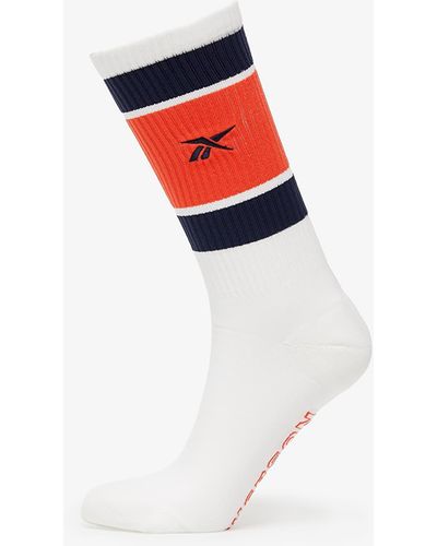 Reebok Cl Basketball Sock White/ Vector Navy/ Dynred - Rot