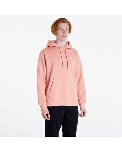 Nike Nsw club hoodie pullover brushed back lt madder root/ lt madder root/ white - Rot