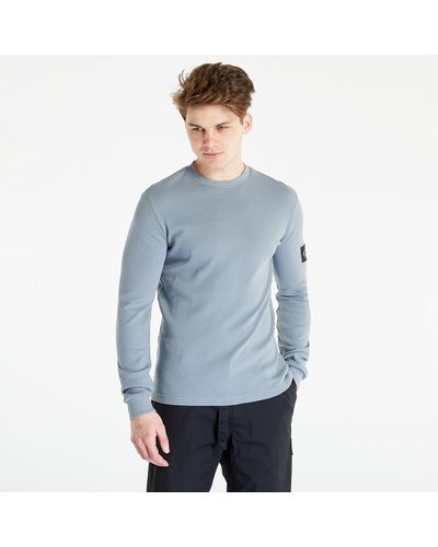Calvin Klein Jeans Monologo Badge Waffle L/S Knit Top Grey - Bleu