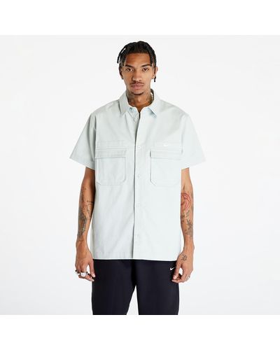 Nike Life woven military short-sleeve button-down shirt light silver/ white - Blanc