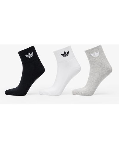 adidas Originals Adidas Mid Ankle Sock 3-pack / Medium Gray Heather/ Black - White