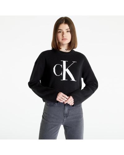 Calvin Klein Jeans blown up ck loose pullover - Schwarz