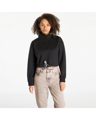 Calvin Klein Jeans Cropped Logo Tape Sweatshirt - Black