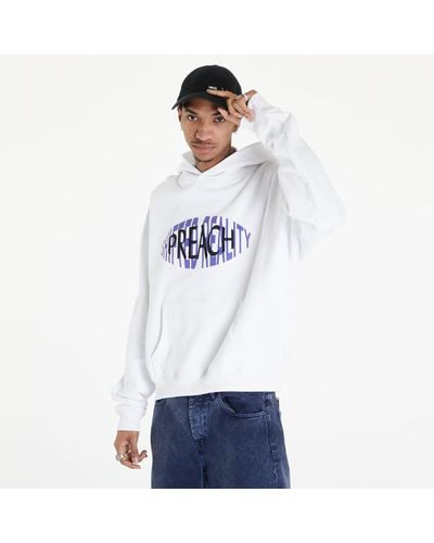 »preach« Oversized shifted reality logo hoodie gots - Blanc