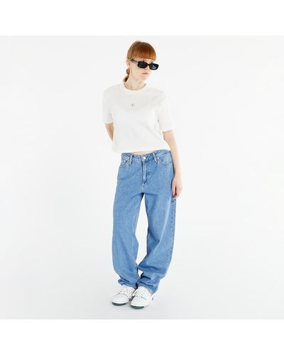 Calvin Klein Jeans waffle short sleeve tee greige - Blau