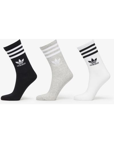 adidas Originals Adidas mid cut crew socks 3-pack white/ medium grey heather/ black - Blanc