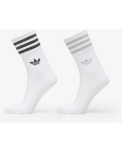 adidas Originals Adidas mid-cut glitter crew socks 2-pack white/ grey two/ black - Weiß