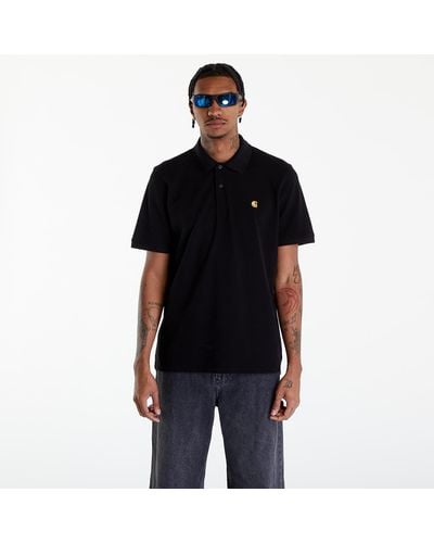 Carhartt Short sleeve chase pique polo t-shirt unisex black/ gold - Schwarz