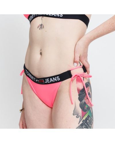 Tommy Hilfiger Tommy Jeans Cheeky Strink Side Tie Bikini - Slip Neon - Pink
