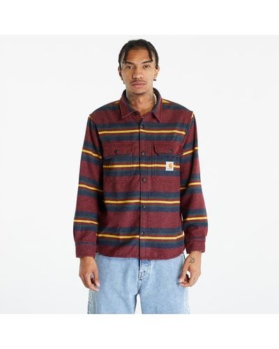 Carhartt Oregon shirt jacket starco stripe, bordeaux - Rot