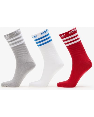 adidas Originals Adidas Adicolor Crew Socks 3-pack Mgh Solid Grey/ White/ Better Scarlet - Meerkleurig