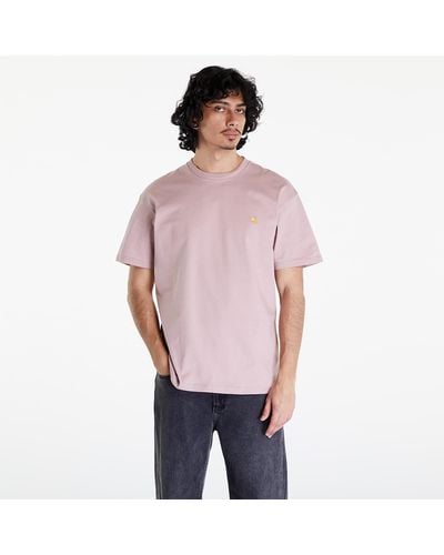 Carhartt S/s chase t-shirt unisex glassy pink/ gold - Lila