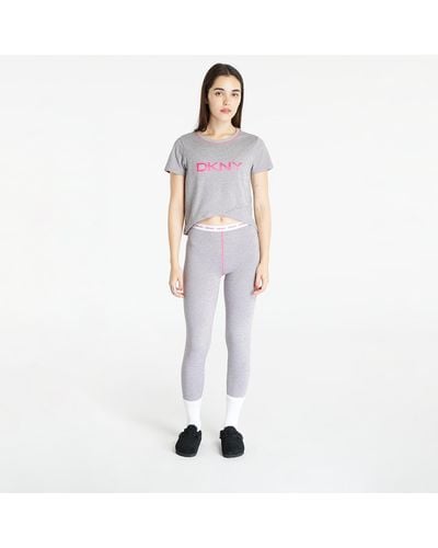 DKNY Dkny Wms Capri Short Sleeve Pajamas Set Gray - White