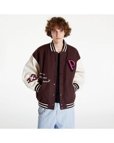 »preach« Patched Varsity Jacket / Creamy - Brown