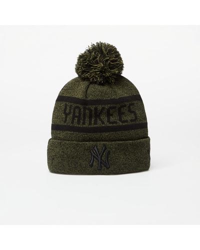 KTZ New York Yankees Jake Bobble Knit Beanie Hat Olive/ Black - Green