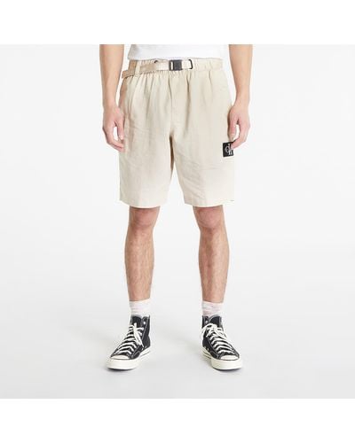 Calvin Klein Jeans linen belted shorts - Natur