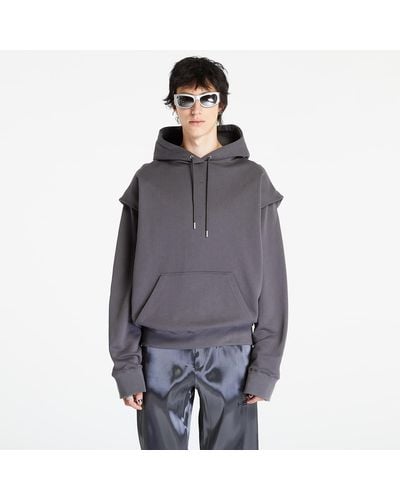 HELIOT EMIL Outline logo hoodie dark grey - Grigio