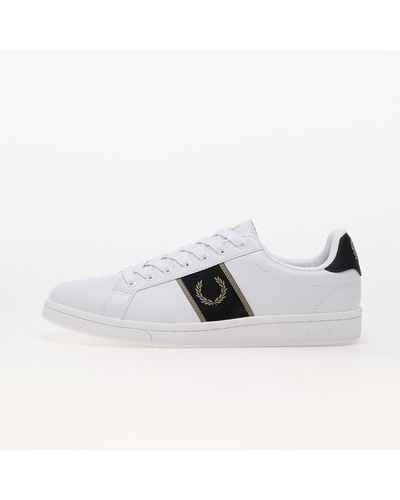 Fred Perry B721 Leather/branded Webbing White/ Warm Gray - Multicolor