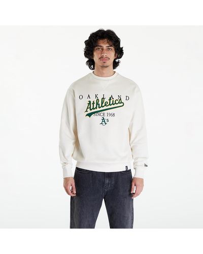 KTZ Oakland Athletics Mlb Lifestyle Crew Neck Sweatshirt Unisex Off White/ Dark Green