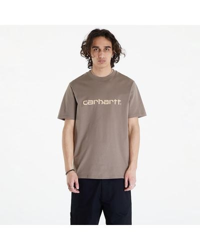 Carhartt S/s script t-shirt unisex branch/ rattan - Grau