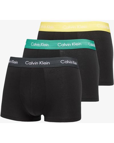 Calvin Klein Cotton Stretch Low Rise Trunk 3 Pack Black/ Black Heather/ Yellow/ Green - Schwarz