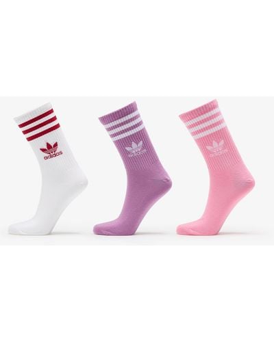 adidas Originals Adidas crew sock 3 pack preloved purple/ bliss pink/ white m - Rose