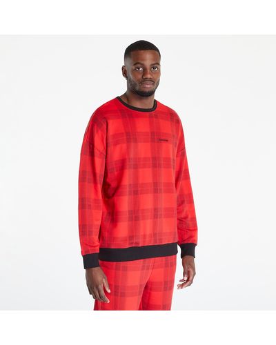 Calvin Klein Mc Holiday Lounge L/s Sweatshirt Textu Plaid/ Exact - Red