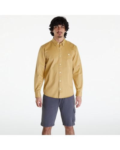 Carhartt Long sleeve madison shirt unisex bourbon/ white - Natur