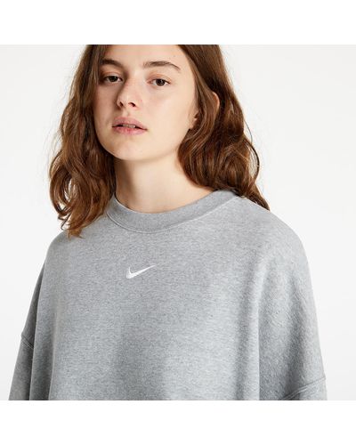 Nike NSW Essentials Collection Fleece Over-Oversized Crew Dark Grey Heather/ White - Grau