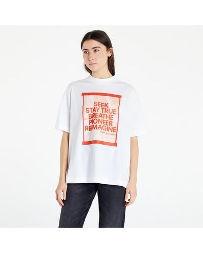 Calvin Klein Jeans slogan boyfriend t-shirt - Weiß